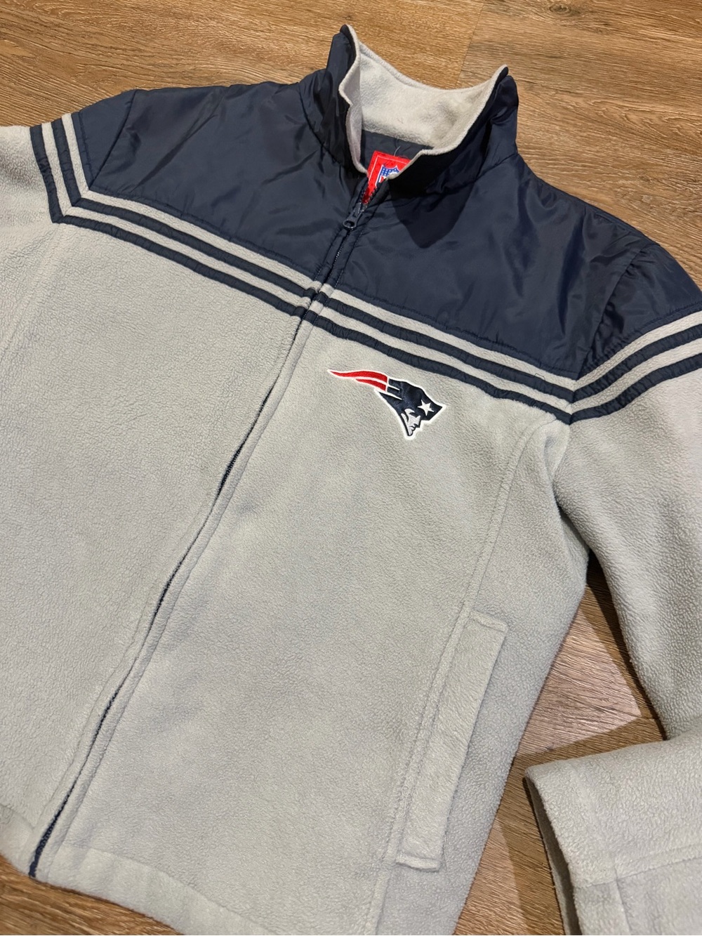 NFL For Her New England Patriots Fleece Jacket Women’s Gray Navy Full Zip XL